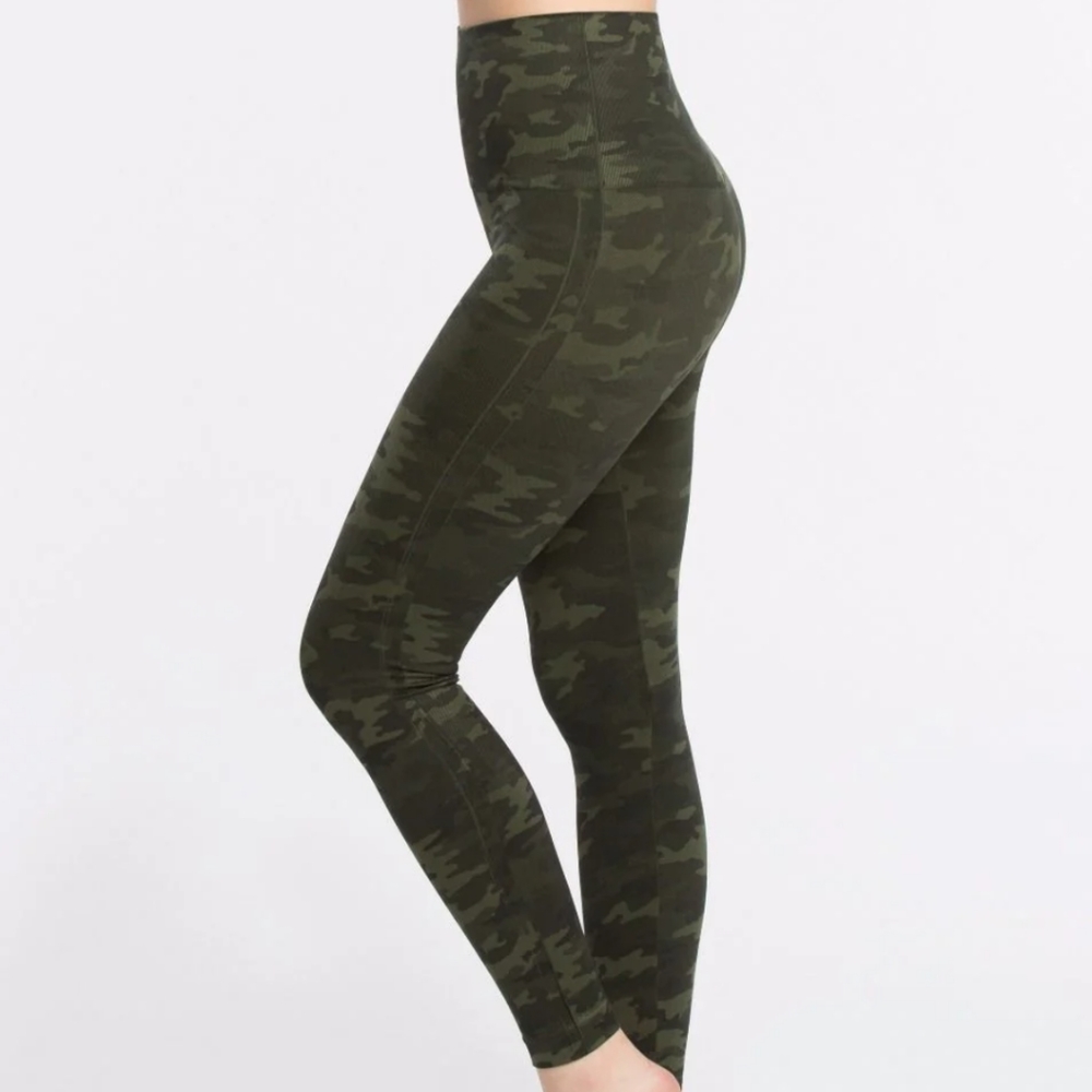 SPANX Look At Me Now camo green high waisted leggings M